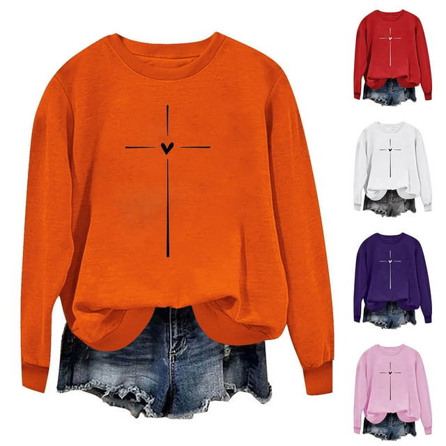 Yuyuzo Chandails en Molleton pour Femmes Décontractés Saint-Valentin Manches Longues Col Rond Ample Ajusté Mince Chandail Tops