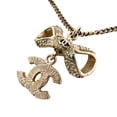 thumbnail image 2 of Pre-Owned CHANEL Chanel Ribbon Motif Coco Mark Necklace Crystal Plated Gold Women's, 2 of 7