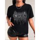 thumbnail image 1 of Chic Rhinestone Letter Print Women's T-Shirt - Casual Round Neck, Short Sleeve Top for Spring/Summer/Fall, 1 of 7