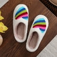 thumbnail image 6 of Women's Slippers House Shoes Indoor And Outdoor Rainbow Heart Shoes Fuzzy Memory Foam Fleece Slip On Womens Slippers, 6 of 8