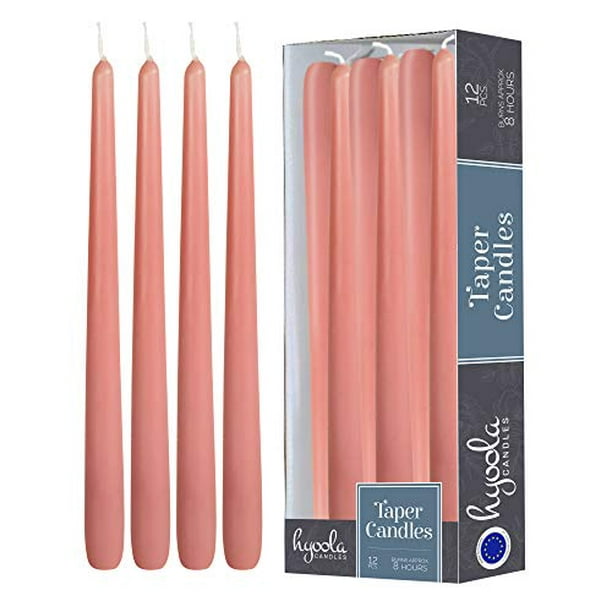 Hyoola, 10" Rose Pink Taper Candles Dripless Tapers (12 Pack