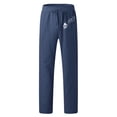 thumbnail image 4 of Mens Fashion Casual Printed Linen Pocket Lace Up Pants Large Size Pants Tracksuits Navy Xxxl, 4 of 4