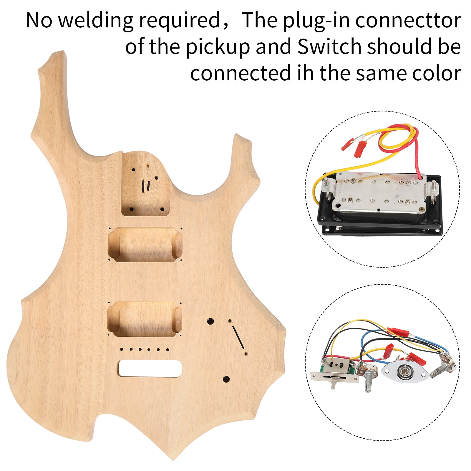 Ktaxon DIY 6 String Electric Guitar Kits Flame Shaped Style with Mahogany Body, Maple Neck and Accessories