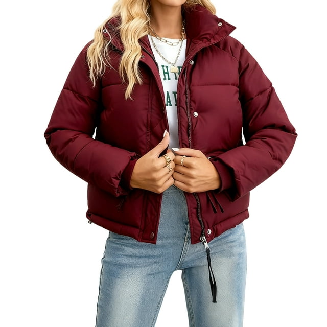 Women's Short Puffer Parka, Heavy Weight Oversized Hooded Down Alternative, Maximum Warmth for Subzero Temperatures & Winter CommuteWineL