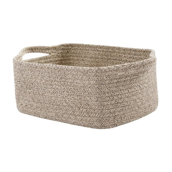 Cesta de almacenamiento tejida con cuerda de algodón, cesta para pañales de bebé, cesta para toallas con asas para la oficina, los dormitorios, los caqui