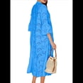thumbnail image 3 of Vestido Bohemio con Cuello en V, Mangas Acampanadas y Bordado de Encaje para Mujer (2025) Azul XL, 3 of 9