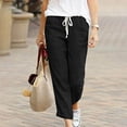 thumbnail image 3 of Pants for Women Trendy Ladies Loose Drawstring Elastic Cotton And Linen Trousers, 3 of 6
