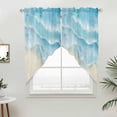 thumbnail image 3 of Ocean Beach Swag Valances for Windows 2 Pack Gradient Light Blue Ocean Waves Beige Beach Swag Kitchen Curtains 63 Inches Long Rod Pocket Short Window Treatment for Kitchen Bathroom 36"x63", 3 of 9