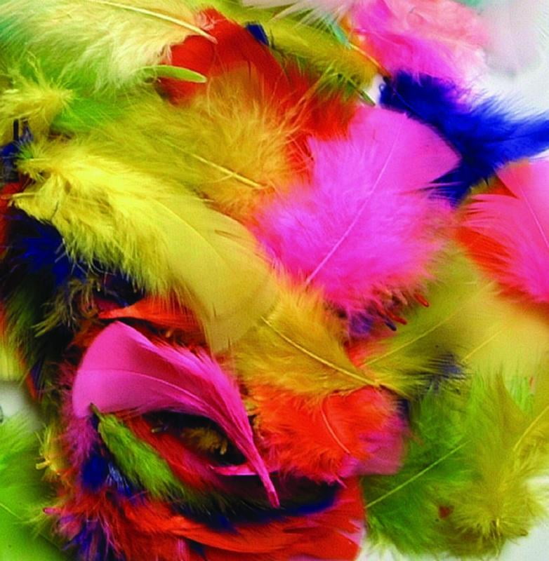 Creativity Street Non-Toxic Plumage Feather, 3 in, Multiple Bright Color, 1/2 oz Bag