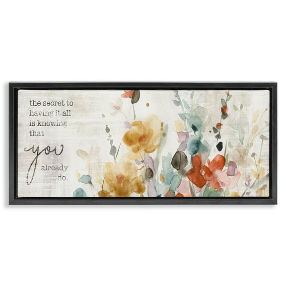 Stupell Industries Knowing You Have It Motivational Inspirational Painting Black Floater Framed Canvas Art Print Wall Art, 25 x 11