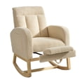 thumbnail image 1 of Modern Nursery Rocking Chair, Teddy Upholstered Rocker Recliner with Adjustable Footrest & Side Pocket, Comfortable Rocker Glider for Living Room, 1 of 13