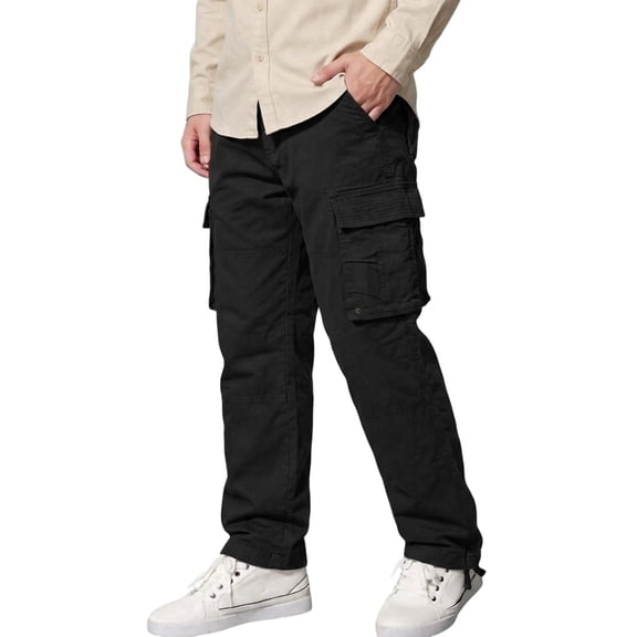 Men's Relaxed Fit Cargo Pants,Cotton Camo Work Pants with 6 Pockets,Durable Outdoor Utility Hiking Pants,No Belt