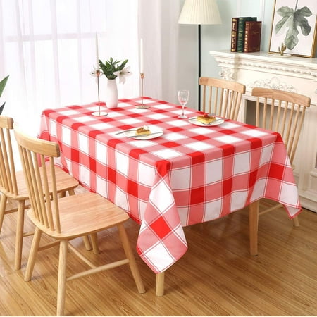 

Checkered Rectangle Tablecloth - Waterproof Wrinkle Resistant and Washable Gingham Table Cloth Decorative Table Cover for Outdoor Indoor Party 160GSM