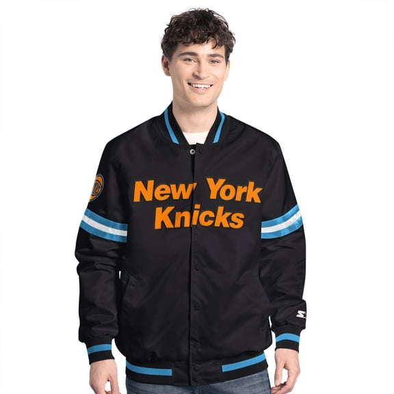 Men's-Starter  Black New York Knicks Scout Varsity Full-Snap Jacket
