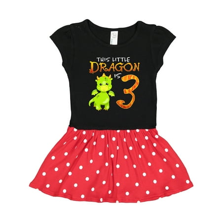 

Inktastic Dragon 3rd Birthday- Turning Three Gift Toddler Girl Dress