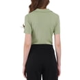 thumbnail image 3 of INSPIRE CHIC Women's Summer Bodysuits Leotard Short Sleeve Stretch Polo Shirt Body Suit S Green, 3 of 5