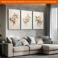 thumbnail image 2 of 3 Piece Wall Art Canvas Gold Flower Picture Minimalist Floral Poster Modern Artwork Print on Canvas, Framed for Living Room Bedroom Office, 12"x16"x3 Panels, 2 of 7