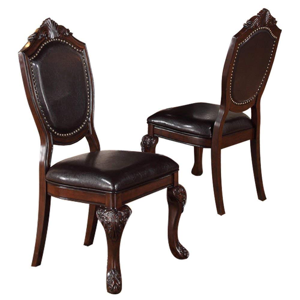 Set of 4 Royal Espresso Faux Leather Dining Chairs with Astounding