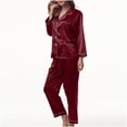 thumbnail image 5 of BONIXOOM Matching Christmas Pajamas Womens Pajamas Sleepwear None Long Sleeve Solid Sleepwear Sets Wine XXL, 5 of 6