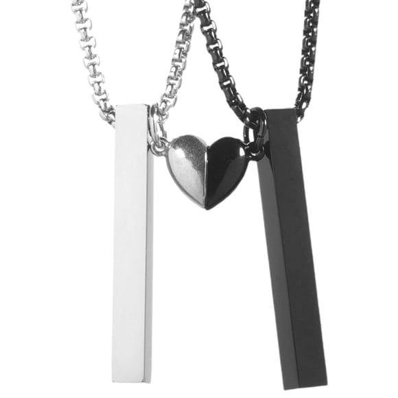 1 Pair of Romantic Heart Matching Jewelry Couple Relationship Necklace For Boyfriend Girlfriend