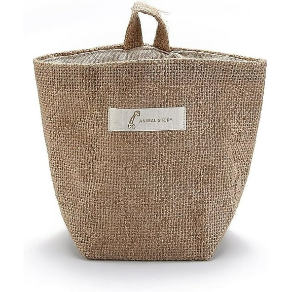 Foldable Cotton Linen Storage Basket Wall-Hanging Storage Bags Family Organizer Pouches