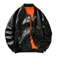 thumbnail image 1 of LOVZFMLL Jackets for Men's Dashion Motorcycle Solid Color Zipper Pocket Leather Long Sleeved Hooded Jacket, 1 of 1