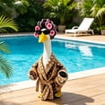 thumbnail image 4 of PiGOGI 23 Inch Porch Goose Bathrobe Outdoor Pool Garden Decor Goose Statue Clothing with Bow Headwrap and Mini Accessories (Goose Not Included), 4 of 6