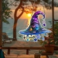thumbnail image 4 of DAMAI Halloween Witch Hat Design Hanging Ornament, 2025 New Moonlight Glosrity Witch Window Hanging Sun Catcher Decor,Stained Glass Witch Hat Lamp for Indoor, Acrylic Halloween Easter Gift, 4 of 7