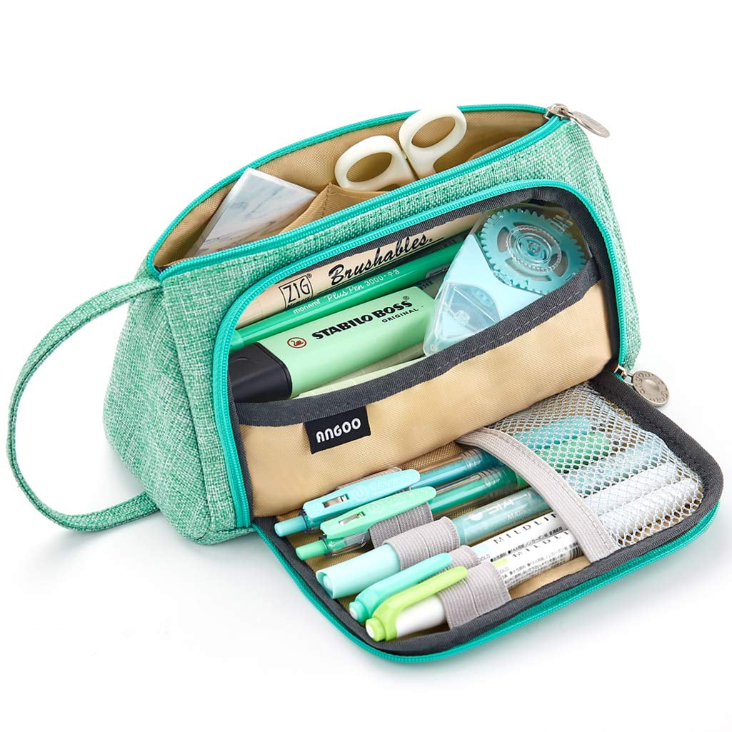 Big Capacity Pencil Pen Case Multi-Slot Pencil Bag Pouch Holder Box for Middle/High School Office College Adult Girl and Boy White Pencil Case 