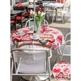 thumbnail image 4 of Outdoor Tablecloth with Umbrella Hole and Zipper, Pink Valentine's Day Round Table Cloth 60 Inch Waterproof Tablecloth, Love Heart Roses Gnomes Truck Picnic Table Cover for Patio Camping, 4 of 7