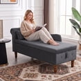 thumbnail image 4 of LEHZROAJ Velvet Chaise Lounge Indoor with Storage, Tufted Lounger Chair with Support Pillow, Long Sleeper Sofa for Bedroom, Living Room, Black, 4 of 11