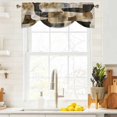 thumbnail image 4 of Tie Up Valances for Windows, Abstract Boho Adjustable Valance Curtains Window Treatment for Living Room/Bedroom Windows, Vintage Black Brown Geometric Rod Pocket Kitchen Curtains & Drapes 60x18 Inch, 4 of 9