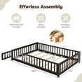 thumbnail image 6 of PAPROOS Full Montessor Floor Bed, Solid Wood Toddler Bed with Safety Guardrail and Door, Easy Assembly, Low-to-Floor Bed Frame with Slats for Kids, Espresso, 6 of 9