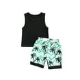 thumbnail image 3 of Douhoow Baby Boys Two-piece Clothes Black Sleeveless MAMA'S BOY Print T-shirt Elastic Waist Shorts, 3 of 8