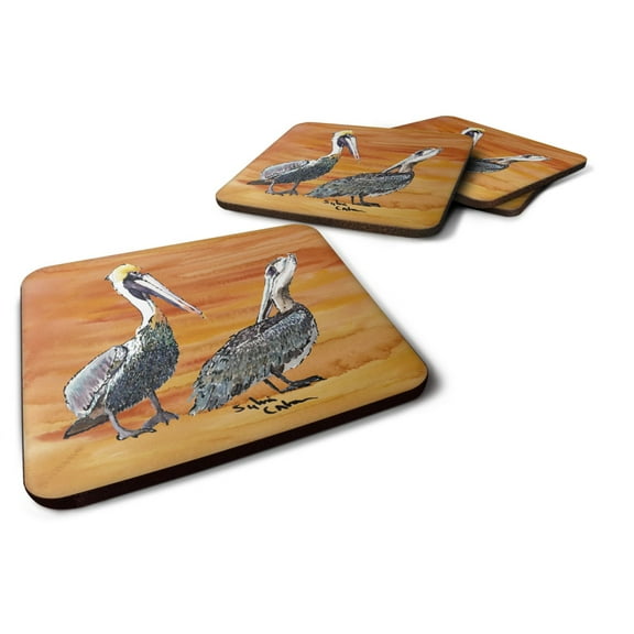 Carolines Treasures 8407FC Pelican Foam Coaster Set of 4 3 1/2 x 3 1/2 multicolor