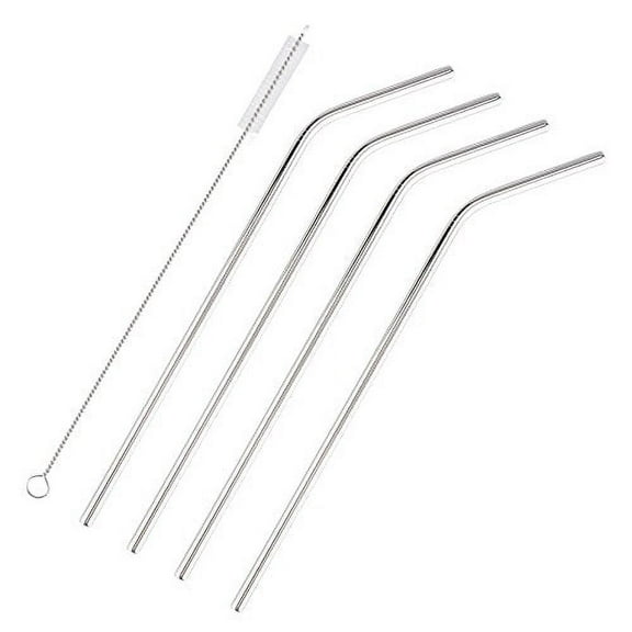 Stainless Steel Drinking Straws with Cleaning Brush, Universal Fit 16oz, 50oz Tumblers and Cups, Set of 4