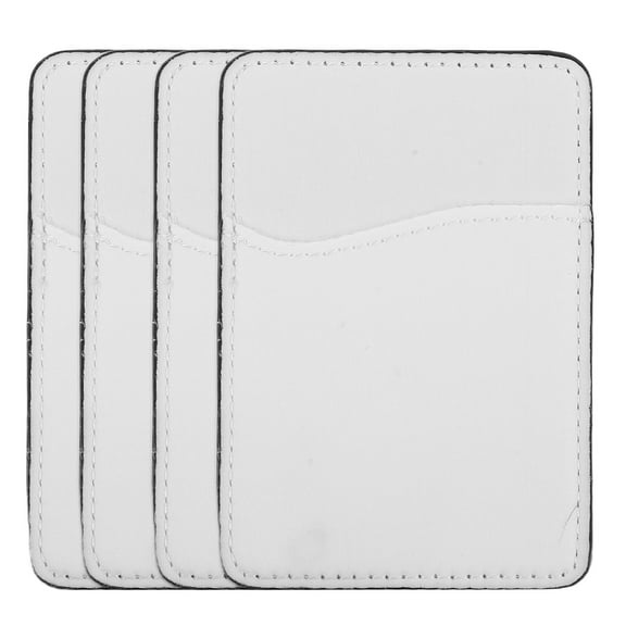 Soimiss Phone Wallet Adhesive Credit Card Storage White Pu 4Pcs