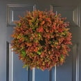 thumbnail image 2 of Fridja 17.7in Fall Wreath Autumn Front Door Wreath Harvest Wreath with Leaves Fall Decorations for Outside Indoor Wall Window Festival Thanksgiving Fall Autumn Decor, 2 of 10