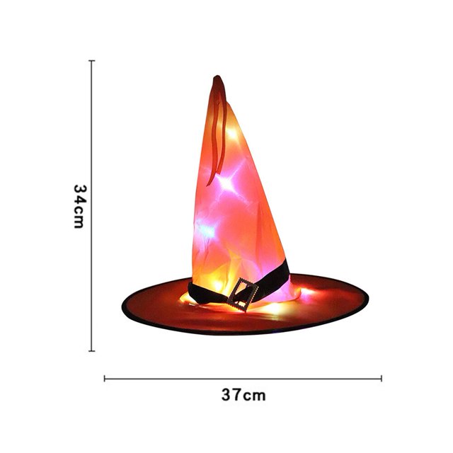 Sombrero de bruja LED brillante para decoración de Halloween, luces de Halloween para niños, adorno colgante para árbol al aire libre, accesorios de decoración para el hogar y el jardín Fivean unisex