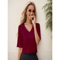 thumbnail image 4 of Women Casual Short Sleeve Realxed Fit Basic T-Shirt Tops, 4 of 5