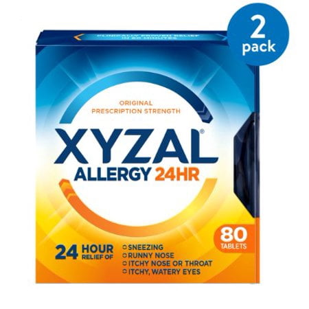 (2 pack) (2 Pack) Xyzal 24 Hour Allergy Relief Tablets, 80ct