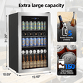 thumbnail image 2 of Rstll 150 Can Beverage Refrigerator with Glass Door,Extra Bottles Rack,Touch Control Panel,Freestanding Mini Fridge,Silver,2026, 2 of 7