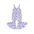 thumbnail image 2 of Aojekbee 4th of July Toddler Girls Romper Jumpsuit Flower Flag Print Sleeveless Bell Bottom Overalls Kids Summer Clothes, 2 of 10