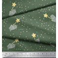 thumbnail image 2 of Soimoi Green polyester Crepe Fabric Musical Symbol & Star Printed Craft Fabric by the Yard 52 Inch Wide, 2 of 3