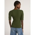 thumbnail image 2 of Scoop Women's and Women's Plus Rib Knit Sweater with Elbow Length Sleeves, Lightweight, Sizes XS-4X, 2 of 8