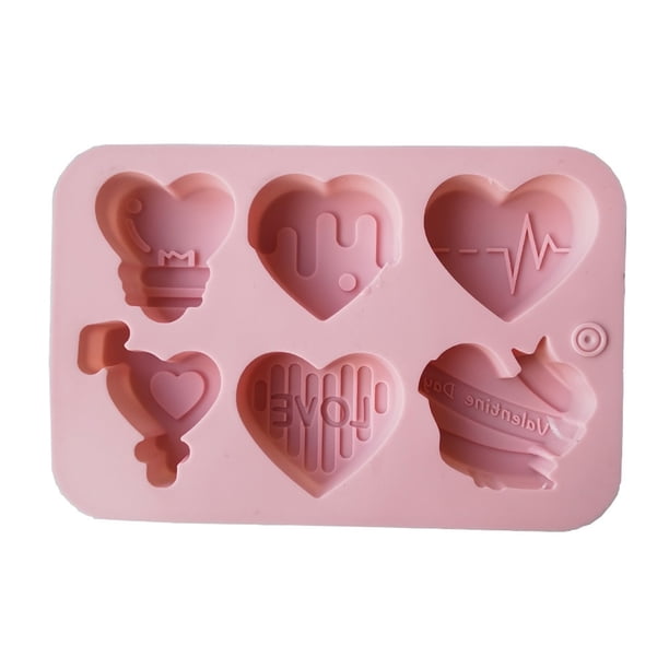 Molde de silicona para tartas con forma de corazón, 6 cavidades, ideal para San Valentín
