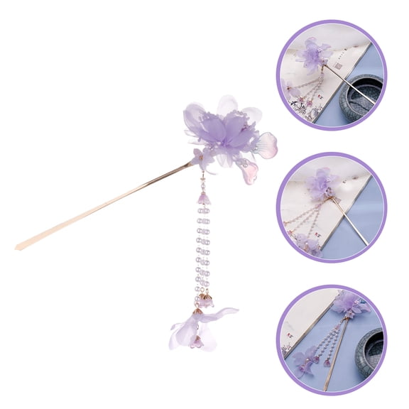 MEIBUTYUP Set of 2 Chinese Hair Sticks with Flower Tassel Design, Japanese Style Hairpins for , Hair Buns, Brides, Girls & Women