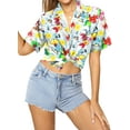 thumbnail image 2 of LA LEELA Button Down Shirt for Women Casual Summer Beach Party Short Sleeve Vacation Blouse Shirt Blouses Button up Dress Hawaiian Shirts for Women S Glass Paint, Multicoloured, 2 of 4