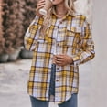 thumbnail image 4 of Kaprioy Womens Plaid Flannel Shacket Button Down Long Sleeve Casual Jackets Coats Fall Fashion Clothes Plus Size Baggy Trendy Shirts Women Casual Plaid Shirt Lapel Pocket Loose Button Shirts, 4 of 7