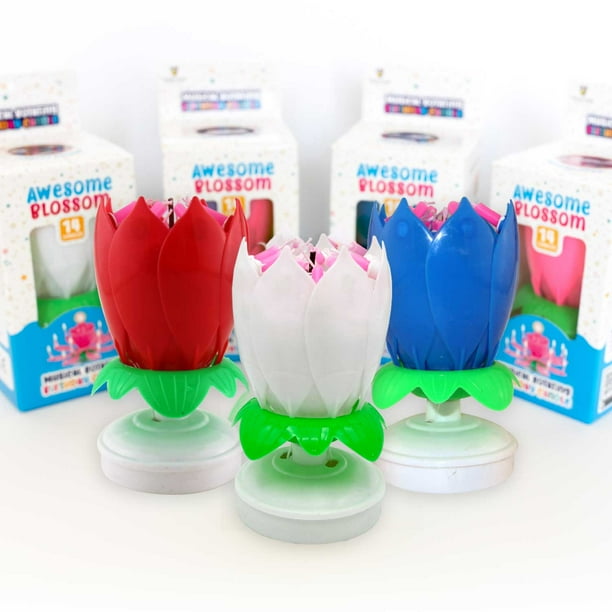 Awesome Blossom 14 Candle Musical Lotus Flower Birthday Candle that